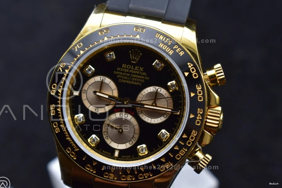 Strap SH4131 1:1 Daytona QF Oysterflex Diamonds V6 Black Best YG Dial on Edition (Weighted) 126518 0403